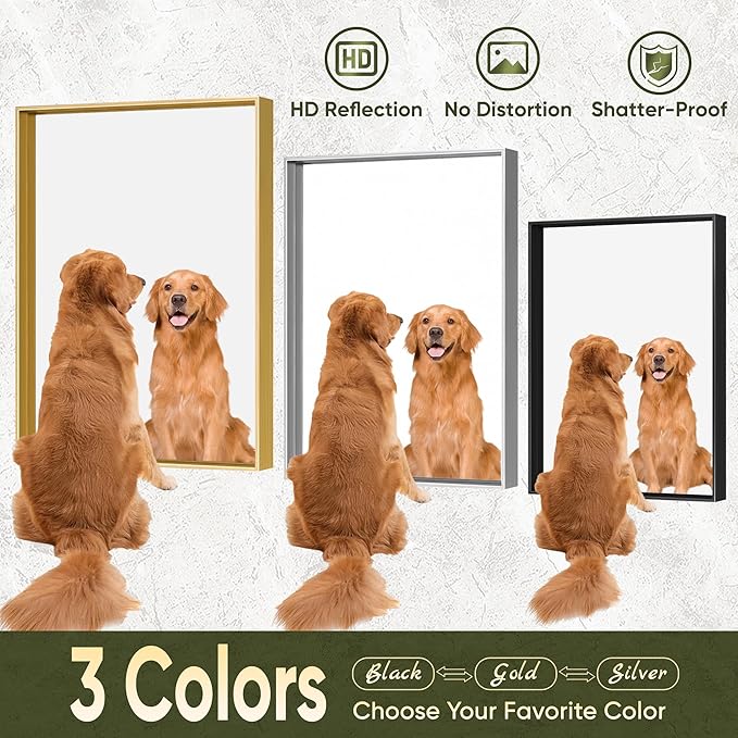 Suidia Bathroom Mirror, 60" x 40" Wall Mirror Metal Framed, Bathroom Vanity Mirror for Living Room Bedroom Bathroom Entryway, Black, Rect Corner Style