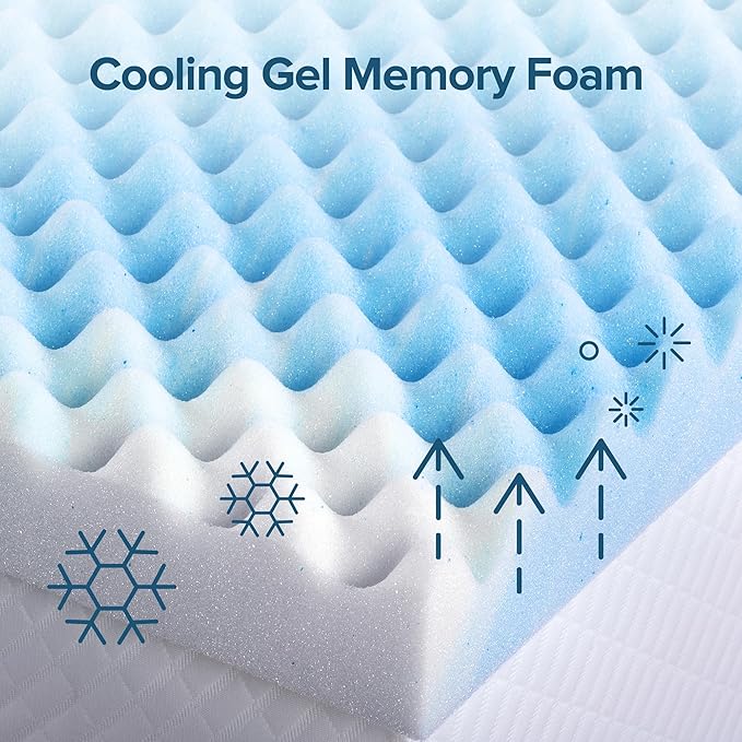 ZINUS 3 Inch Swirl Gel Cooling Memory Foam Mattress Topper, Smaller, More Convenient WonderBox Packaging, Cooling, Airflow Design, CertiPUR-US Certified, Queen