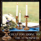 Suclain 6 Pcs Vintage Candlestick Holders Taper Resin Candle Holder Retro Antique Candle Holder Floral Decorative Candlesticks for Wedding Anniversary Table Centerpieces Fireplace Home Decor(Bronze)