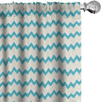 Ambesonne Teal Curtains, Horizontal Zigzag Lines Chevron Triangles Pattern Simple Classical Geometric Design, Window Treatments 2 Panel Set for Living Room Bedroom, Pair of - 28" x 63", Cream Teal