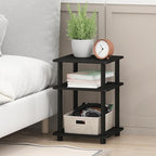 Furinno TURN-N-TUBE Side Table, 3-Tier End Table, Open Shelves Nightstand, Night Stand, Bedside Table, Easy Assembly, for Living Room, Bedroom, Blackwood