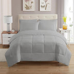 Sweet Home Collection 7 Piece Comforter Set Bag Solid Color All Season Soft Down Alternative Blanket & Luxurious Microfiber Bed Sheets, Silver, Twin XL
