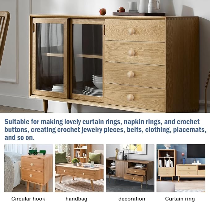 FoDau770 15pcs Unfinished Wood Knobs, Round Ball Cabinet Knobs Vintage Drawer Pulls, Natural Wooden Cabinet Hardware for Furniture Drawer Dresser Wardrobe Cupboard - 1-1/4" Diameter