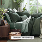 Monbix Queen Comforter Set - 7 Pieces Cationic Dyeing Deep Forest Bed in a Bag Queen Bedding Sets with Comforter, Sheets, Pillowcases & Shams, Reversible Bedding Comforters Sets