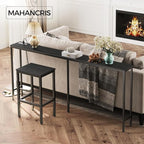 70.9'' Console Table with Power Outlet, Narrow Sofa Table, Industrial Entryway Table with USB Ports, Behind Couch for Entryway, Hallway, Foyer, Living Room, Black CTHB18E01