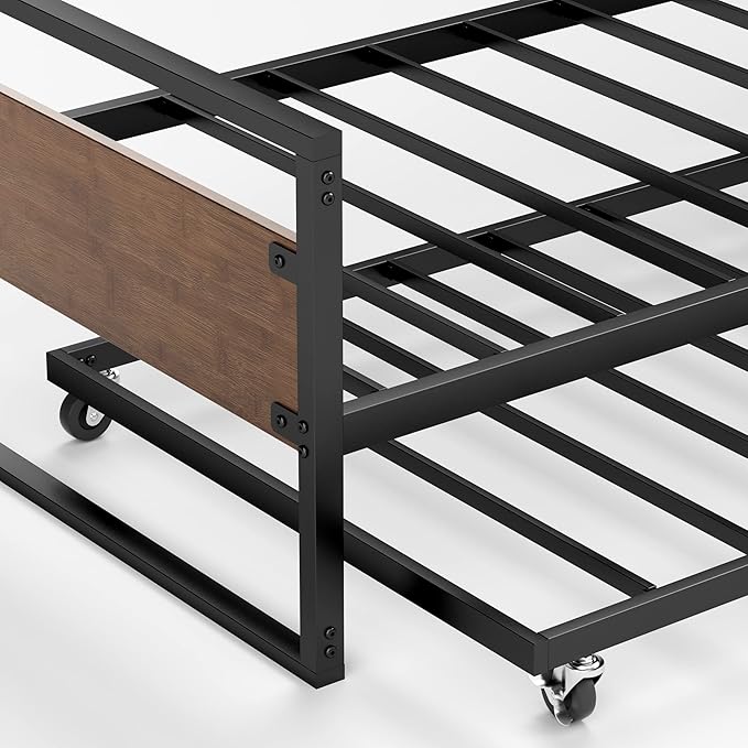 ZINUS Suzanne Bamboo and Metal Daybed with Trundle, Mattress Foundation with Steel Slat Support, Easy Assembly, Twin