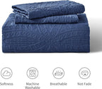 Love's cabin King Size Quilt Set Navy Blue Bedspreads - Soft Bed Summer Lightweight Bedspread Comforter - Modern Style Coin Pattern Coverlet for All Season - 3 Pieces (1 Quilt, 2 Pillow Shams)