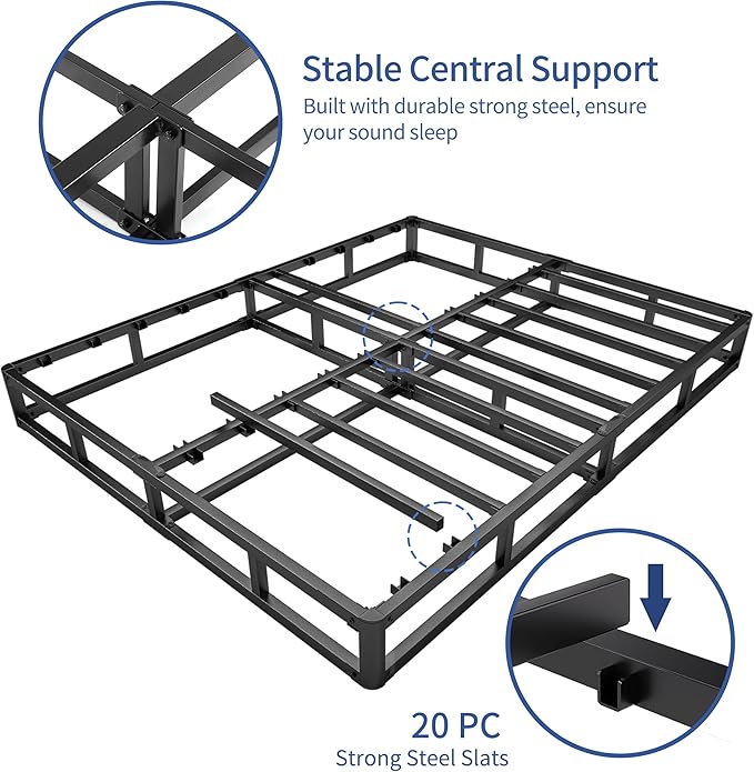 NOAH MEGATRON 7 Inch Box Spring King, Low Profile Metal Boxsprings/Mattress Foundation/Bunkie Board - 3000LBS Strong Steel Structure/Easy Assembly (King)