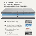 MLILY Tri-Fold Memory Foam Mattress, 4 inch Full Folding Mattress with Collapsible and Washable Cover, Travel and Guest Mat, 75"×54"×4", Grey