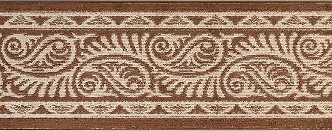 Custom Length Cut to Size Tribal Ethnic Southwestern Inspired Hallway Runner Rug, Non Slip Rubber Backed, 31 inch Wide X Customized Length, Mayan Brown, 31 inch X 25 feet