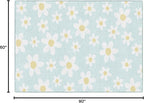 Flagship Carpets Schoolgirl Style White Daisies on Blue Educational Area Rug for Kids Room Seating Décor, Children's Classroom, Play Carpet for Teaching and Playroom, 5' x 7'6"