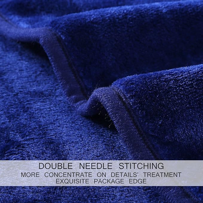 Soft Queen Size Blanket All Season Warm Fuzzy Microplush Lightweight Thermal Fleece Blankets for Couch Bed Sofa,90x90 Inches,Royal Blue