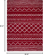 SAFAVIEH Arizona Shag Collection Area Rug - 5'1" x 7'6", Red & Ivory, Moroccan Design, Non-Shedding & Easy Care, 1.6-inch Thick Ideal for High Traffic Areas in Living Room, Bedroom (ASG741Q)