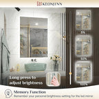 Keonjinn 40 x 32 Inch LED Bathroom Mirror with Backlit, Anti-Fog, CRI90+ HD Dimmable Vanity Mirror, High Lumen, Horizontal/Vertical Wall Mount, UL Listed Lighted Vanity Mirror, Waterproof