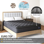 Twin Mattress 14 Inch, Medium Firm Hybrid Mattresses Euro Top for Back & Lumbar Support,Individual Pocket Spring Bed for Motion Isolation & Pressure Relief