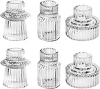 Ribbed Glass Candlestick Holders 6PCS Clear Candle Stick Holders for Tealight Taper Candles Dining Table Centerpieces Holiday Decoration