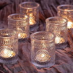 12PCS Glass Votive Candle Holder for Wedding Table Centerpiece, Clear Tea Lights Candle Holders for Dinner Birthday Party Decor
