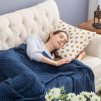 Bedsure Cooling Cotton Waffle King Size Blanket - Lightweight Breathable Summer Blanket of Rayon Derived from Bamboo for Hot Sleepers, Luxury Throws for Bed, Couch and Sofa, Navy, 104x90 Inches