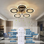 Ceiling Fan with Lights Remote Control, 20" Personality Geometric Ceiling Fan with Light, 6 Speeds 3 Light Color Low Profile Ceiling Fan for Kitchen Bedroom Living Room