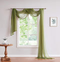 LinenZone Sage Green Window Scarf Valance in 288 Inch Size. Use Window Scarves as Canopy Bed or Backdrop Curtains, Curtain Scarf, or Sheer Fabric for Draping. (Amazing 55 x 288, Sage)