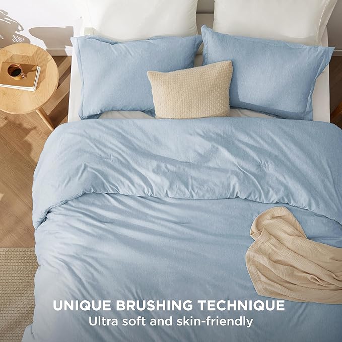 Bedsure King Size Comforter Set - Light Blue Soft Bedding for All Seasons, Cationic Dyed Bed Set, 3 Pieces, 1 King Size Comforter (104"x90") and 2 Pillow Shams (20"x36"+2")