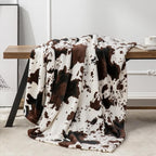 BEDELITE Cow Print Throw Blanket for Couch & Bed, 300GSM Cute Luxury Plush Cozy Fuzzy Blanket 50" x 60", Super Soft Warm Lightweight Throw Blanket for Travel Camping, Brown