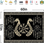 OSUNBD Nordic Vikings Tapestry, Small 6051 inches Soft Flannel, Vegvsir Symbol Twins Dragons Celtic Rune Scandinavian Aesthetic Mythology Tapestry Wall Hanging for Bedroom Living Room Decor