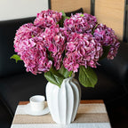 3PCS 22 inch Realistic Artificial Hydrangea Large Real Touch Flowers Artificial Flowers Dry Flowers Outdoor Wedding Christmas Office Family Party Living Room Table Decoration (Rose Red)