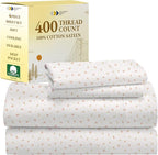 California Design Den Floral Print King Size Sheets Set - Luxury 400 Thread Count Sateen, Natural 100% Cotton Sheets King Size, Deep Pockets, Cooling and Durable Bedding Set - Soft Floral