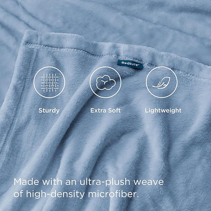 Bedsure Fleece Throw Blanket for Couch Light Blue - Lightweight Plush Fuzzy Cozy Soft Blankets and Throws for Sofa, 50x70 inches