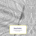 Full Size Bed Sheets - 6 Piece 1500 Supreme Collection Fine Brushed Microfiber Deep Pocket Full Sheet Set Bedding - 2 Extra Pillow Cases, Great Value, Full, Paisley Gray