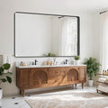Suidia Bathroom Mirror, 60" x 36" Wall Mirror Metal Framed, Bathroom Vanity Mirror for Living Room Bedroom Bathroom Entryway, Black, Rounded Corner Style