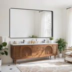 Suidia Bathroom Mirror, 60" x 36" Wall Mirror Metal Framed, Bathroom Vanity Mirror for Living Room Bedroom Bathroom Entryway, Black, Rounded Corner Style