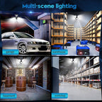 TANBABY 2 Pack LED Garage Lights, 150W Deformable Best Ceiling Shop Lights, 15000LM LED Light 6500K Garage Lighting with 6+1 Adjustable Panels Bulb for Basement