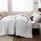Bedsure California King Comforter Set - Grayish White Soft Bedding for All Seasons, Cationic Dyed Bed Set, 3 Pieces, 1 California King Size Comforter (104"x96") and 2 Pillow Shams (20"x36"+2")