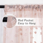 MYSKY HOME Pom Pom Pink Sheer Curtains for Bedroom Girls Room Dusty Rose Curtains for Nursery Kids Light Filtering Boho Window Drapes, Rod Pocket, 52 x 95 Inches, 2 Panels