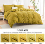HYMOKEGE Mustard Yellow King Size Comforter Set Seersucker 7 Pieces, All Season Luxury Bed in a Bag for Bedroom, Bedding Set with Comforter, Sheets, Pillowcases & Shams