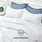 Love's cabin Quilts for Queen Bed White Bedspreads - Soft Bed Summer Quilt Lightweight Microfiber Bedspread- Modern Style Coin Pattern Coverlet for All Season - 3 Piece (1 Quilt, 2 Pillow Shams)