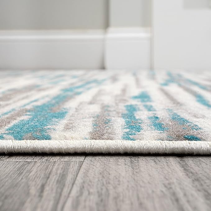 JONATHAN Y Speer Abstract Linear Stripe Gray/Blue Indoor Area Rug, 3x5, Contemporary, Rustic, Easy-Cleaning for Living Room, Bedroom, Kitchen, Pet Friendly, Non-Shedding (LUX106A-3)