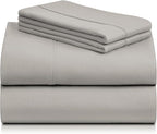 LuxClub 4 PC Queen Sheet Set, Deep Pockets Wrinkle Free Cooling Bed Sheets Hotel Bedding for Women, Men, Kids & Teens, Includes 1 Fitted Sheet, 1 Flat Sheet and 2 Pillowcases - Silky Soft Light Taupe