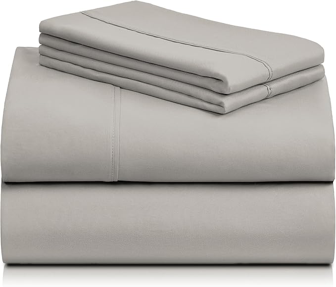 LuxClub 4 PC King Sheet Set, Breathable Luxury Bed Sheets, Deep Pockets Wrinkle Free Cooling Bed Sheets Machine Washable Hotel Bedding Silky Soft - Light Taupe King