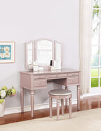 BOBKONA PDEX- Croix Collection Vanity Set With Stool, Rose Gold