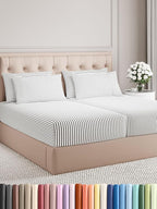 Split King 7 Piece Sheet Set - Comfy Breathable & Cooling - Soft Hotel Luxury Bedding Set w/ 8-16 Inch Deep Pockets - 1 Flat & 2 Fitted Sheet & 4 Pillowcases - Cozy and Wrinkle Free - Grey Stripes 2