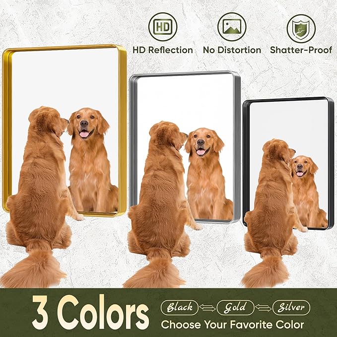 Suidia Bathroom Mirror, 36" x 55" Wall Mirror Metal Framed, Bathroom Vanity Mirror for Living Room Bedroom Bathroom Entryway, Gold, Rounded Corner Style