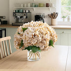 10PCS Fake Hydrangea Artificial Flowers Hydrangea Bouquet for Home Wedding Bridal Bouquet Office Party Table Centerpiece DIY Floral Decor (Autumn White)