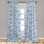 Ambesonne Harbour Stripe Window Curtains, Watercolor Style Paintbrush Stripes Sea Marine Life Lines Image, Lightweight Decor 2-Panel Set with Rod Pocket, Pair of - 28" x 63", Blue Night