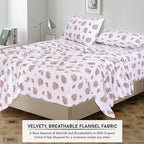 RUVANTI Flannel Sheets King Size - 100% Cotton Brushed King Size Sheets Set - Deep Pockets 16 Inches Bed Sheets - All Seasons Breathable & Extra Soft - Warm & Cozy, 4 Piece, Bali