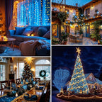 Minetom C9 Blue and Clear Christmas String Lights, Outdoor Christmas Lights String, Hanging Roofline Lights, Patio Lights for Outdoor Decor, Green Wire, 25 Feet
