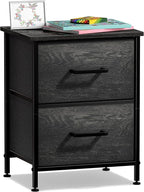 Sorbus Nightstand Dresser with 2 Faux Wood Drawers - Bedside Table Chest with Storage Bedroom, Living Room, Closet & Dorm Furniture Lamp Stand - Steel Frame, Wood Top, Easy Pull Fabric Bins