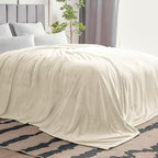 BEDELITE Fleece Blanket Extra Large Blankets for Bed, Luxury Plush Cozy Fuzzy Blanket 120x120 inches, Super Soft Warm Lightweight Throw Blanket All Seasons Suitable, Cream